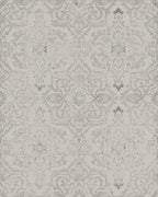 Cream Gray Vintage Damask Scroll Rug - Cutout View