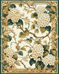 Cream Hydrangea with Gold Border Rug - Cutout View