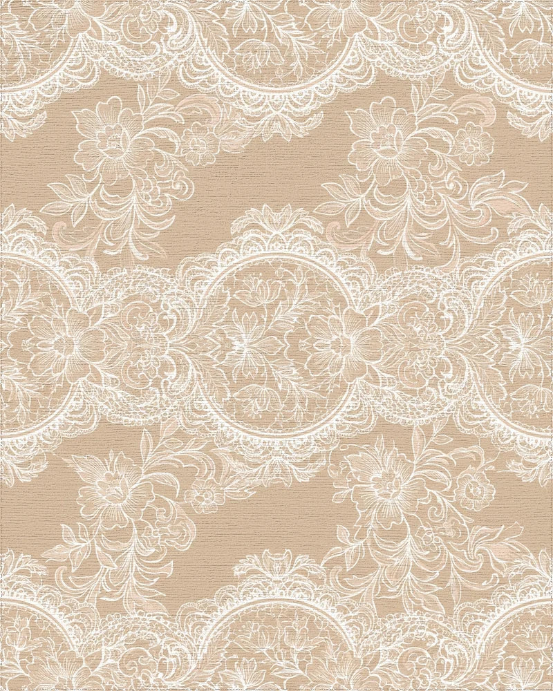 Cream Lace Floral Arrangement Rug - Cutout View