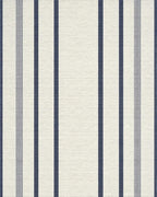 Cream Navy Stripe Ticking Rug - Cutout View