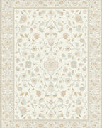 Cream Pastel Floral Garden Medallion Rug - Cutout View