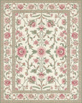 Cream Pink Floral Garden Border Rug - Cutout View