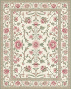 Cream Pink Floral Garden Border Rug - Cutout View