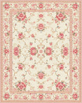 Cream Pink Floral Medallion Border Rug - Cutout View