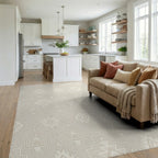 Cream Thunderbird Geometric Arrangement Rug Living Room View