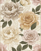 Creamy Taupe Lush Floral Garden Rug - Cutout View