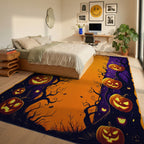 Creepy Halloween Jack O Lantern Design Rug - Bedroom View