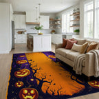 Creepy Halloween Jack O Lantern Design Rug - Living Room View