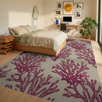 Crimson Coral Branch Repeats Rug Bedroom View