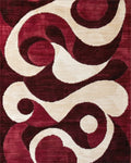 Crimson Cream Bold Swirl Rug - Cutout View