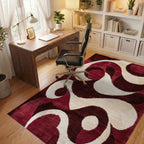 Crimson Cream Bold Swirl Rug - Office View