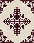Crimson Cream Damask Scroll Medallion Rug - Cutout View