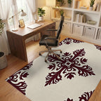 Crimson Cream Damask Scroll Medallion Rug Office View