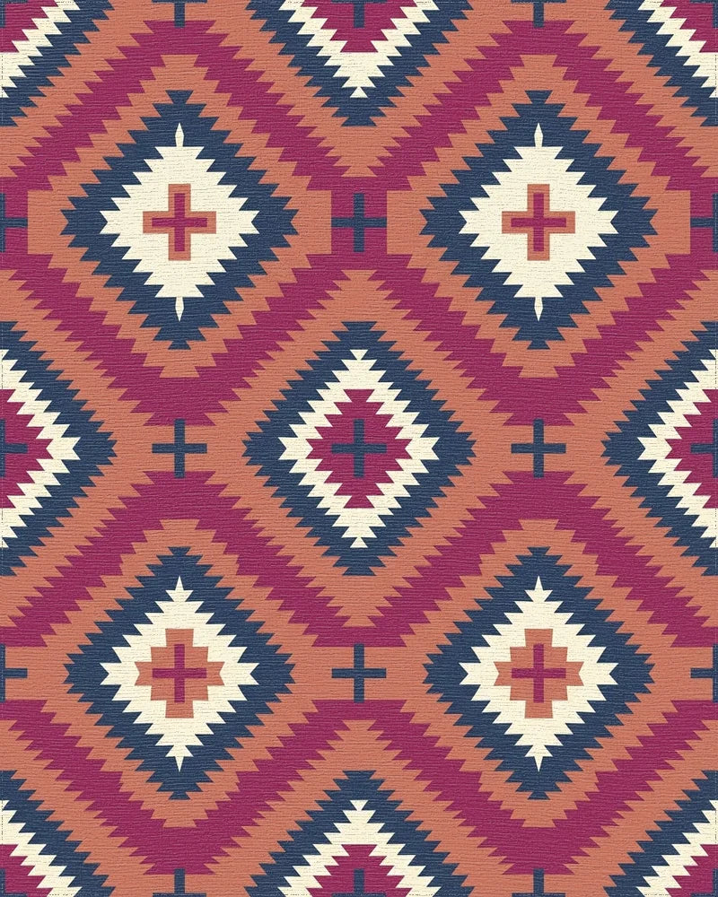 Crimson Diamond Sun Motif Rug - Cutout View