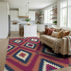 Crimson Diamond Sun Motif Rug Living Room View