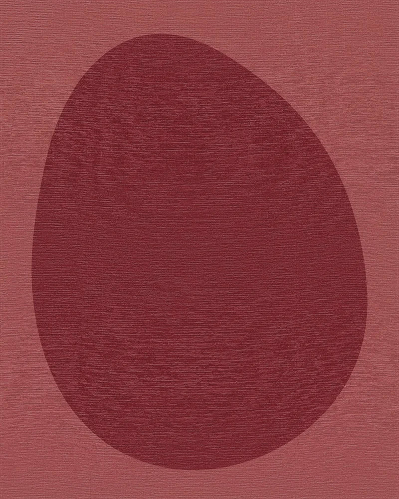 Crimson Egg Shape Abstract Rug - Cutout View