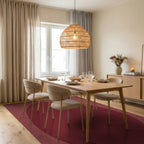 Crimson Egg Shape Abstract Rug Dining Room View
