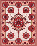 Crimson Floral Medallion Frame Rug - Cutout View