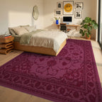 Crimson Floral Medallion Garden Rug Bedroom View