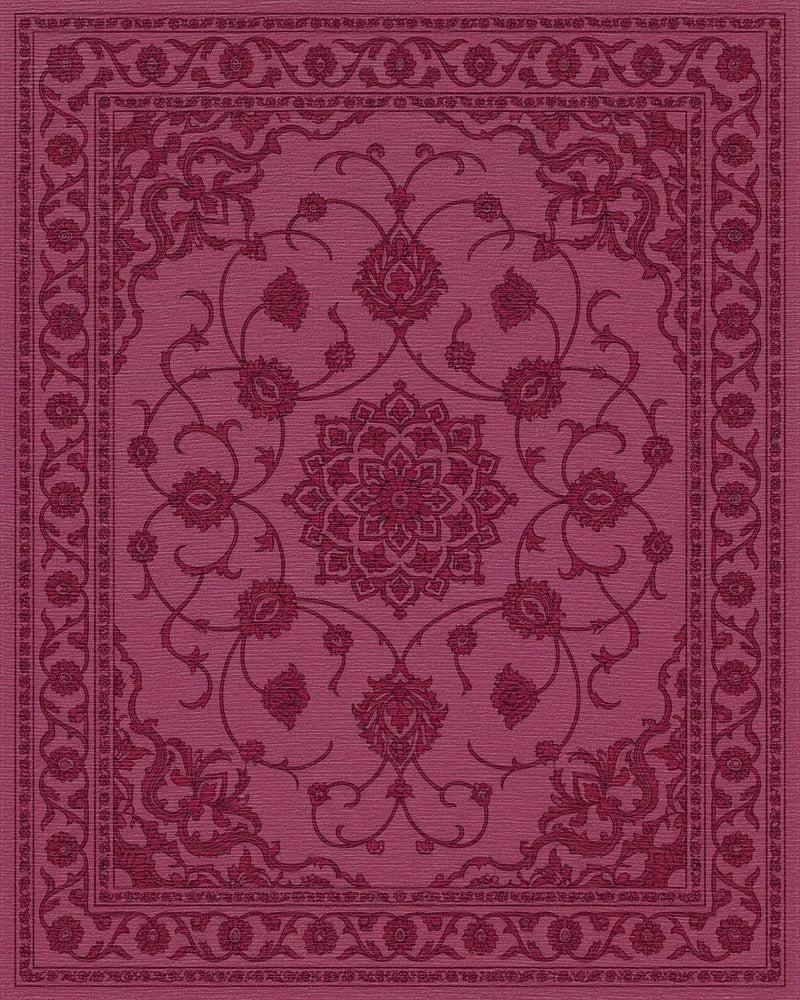 Crimson Floral Medallion Garden Rug - Cutout View
