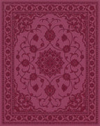 Crimson Floral Medallion Garden Rug - Cutout View