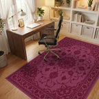 Crimson Floral Medallion Garden Rug Office View