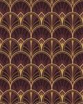 Crimson Gold Art Deco Fan Rug - Cutout View