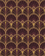 Crimson Gold Art Deco Fan Rug - Cutout View