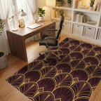 Crimson Gold Art Deco Fan Rug Office View