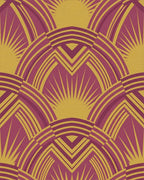 Crimson Gold Art Deco Sunburst Rug - Cutout View