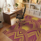 Crimson Gold Art Deco Sunburst Rug Office View