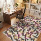 Crimson Gold Charcoal Interlocking Diamond Rug Office View