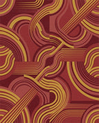 Crimson Gold Swirl Mid Century Rug - Cutout View