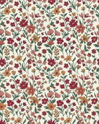 Crimson Orange Floral Blossom Field Rug - Cutout View