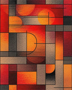 Crimson Orange Geometric Abstract Rug - Cutout View