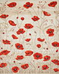 Crimson Poppy Field Botanical Rug - Cutout View