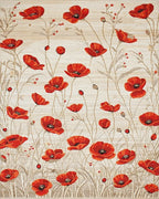 Crimson Poppy Field Botanical Rug - Cutout View