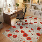 Crimson Poppy Field Botanical Rug - Office View