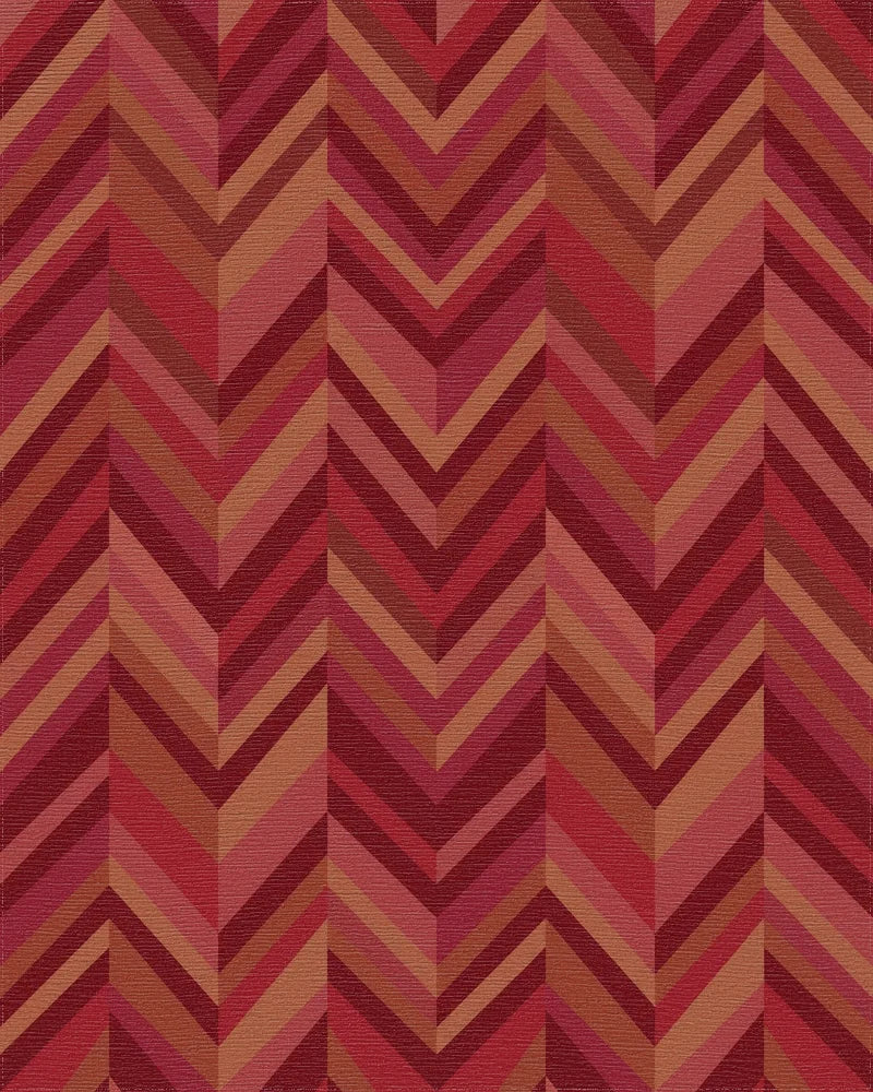 Crimson Red Chevron Stripe Rug - Cutout View