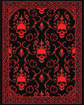 Crimson Skull Floral Damask Border Rug - Cutout View