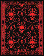 Crimson Skull Floral Damask Border Rug - Cutout View