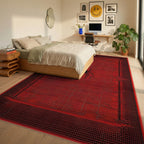Crimson Spider Web Graphic Rug - Bedroom View