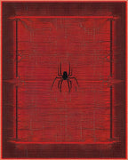 Crimson Spider Web Graphic Rug - Cutout View