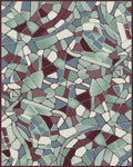 Crimson Teal Broken Stone Mosaic Rug - Cutout View