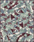 Crimson Teal Broken Stone Mosaic Rug - Cutout View
