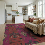 Crimson Thunderbird Arrow Geometric Rug Living Room View