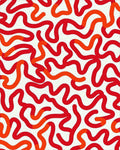 Crimson Wavy Organic Lines Rug - Cutout View