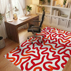 Crimson Wavy Organic Lines Rug Office View