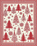 Crimson Woodland Tree Snowflake Scene Rug - Cutout View