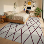 Crimson Woven Diamond Lattice Rug Bedroom View